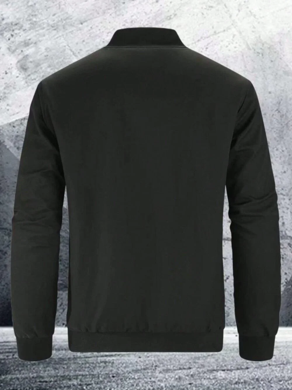 Black Casual Men's Slim-Fit Lightweight Zip-Up Baseball Jacket